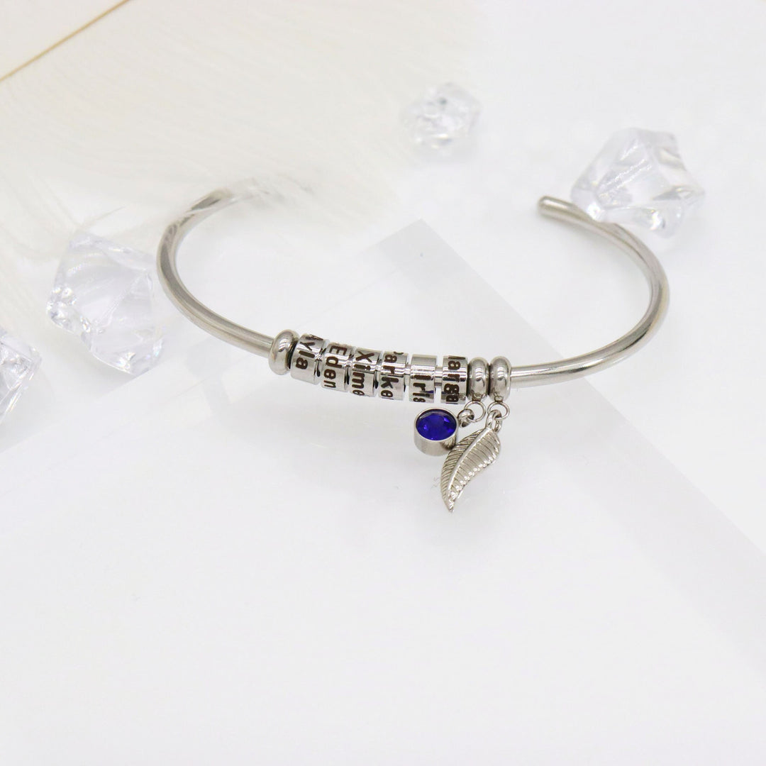 Olivenorma Birthstone With Leaf Personalized Name Bracelet - image 1