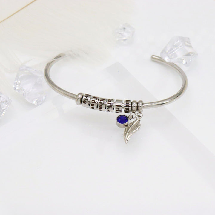 Olivenorma Birthstone With Leaf Personalized Name Bracelet - image 1