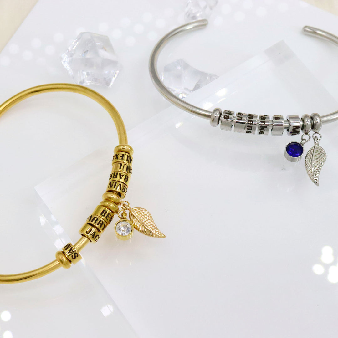 Olivenorma Birthstone With Leaf Personalized Name Bracelet - image 5