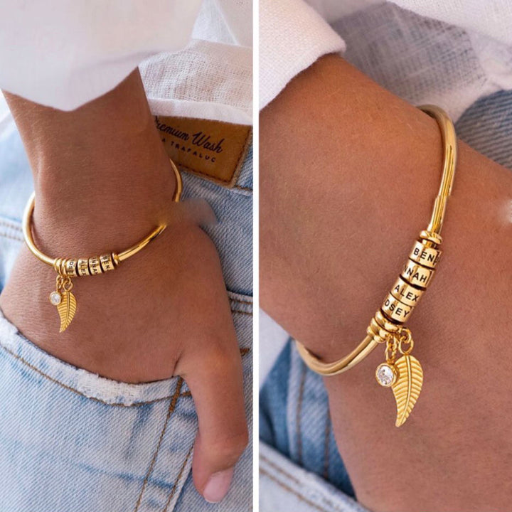 Olivenorma Birthstone With Leaf Personalized Name Bracelet - image 6