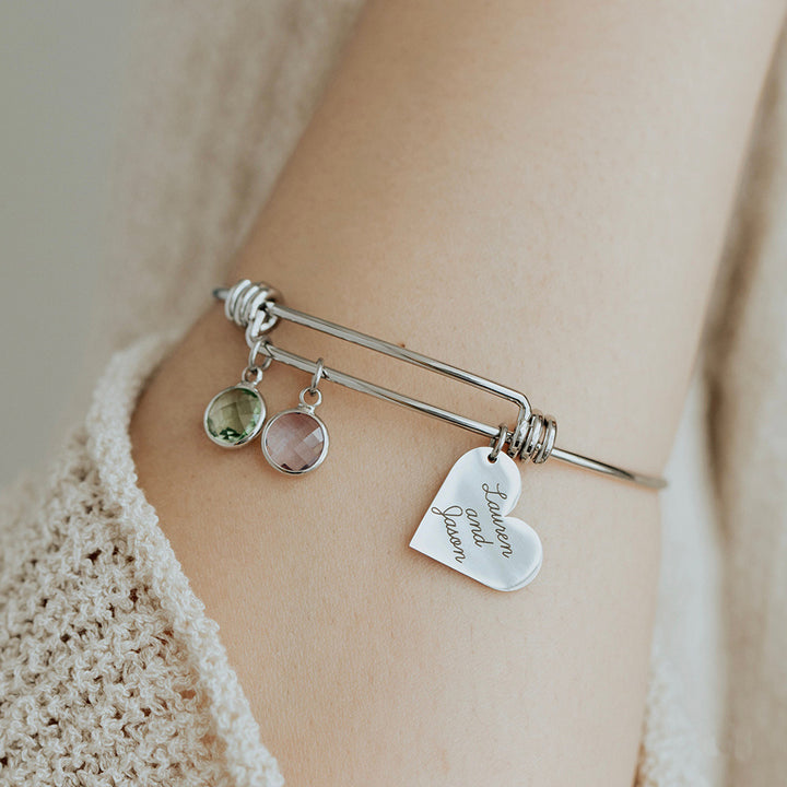 Olivenorma Personalized Heart Retractable Engraved Birthstone Bracelet - image 0