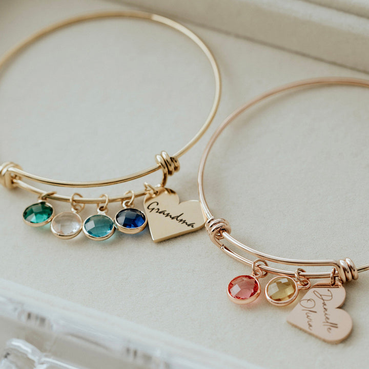 Olivenorma Personalized Heart Retractable Engraved Birthstone Bracelet - image 2