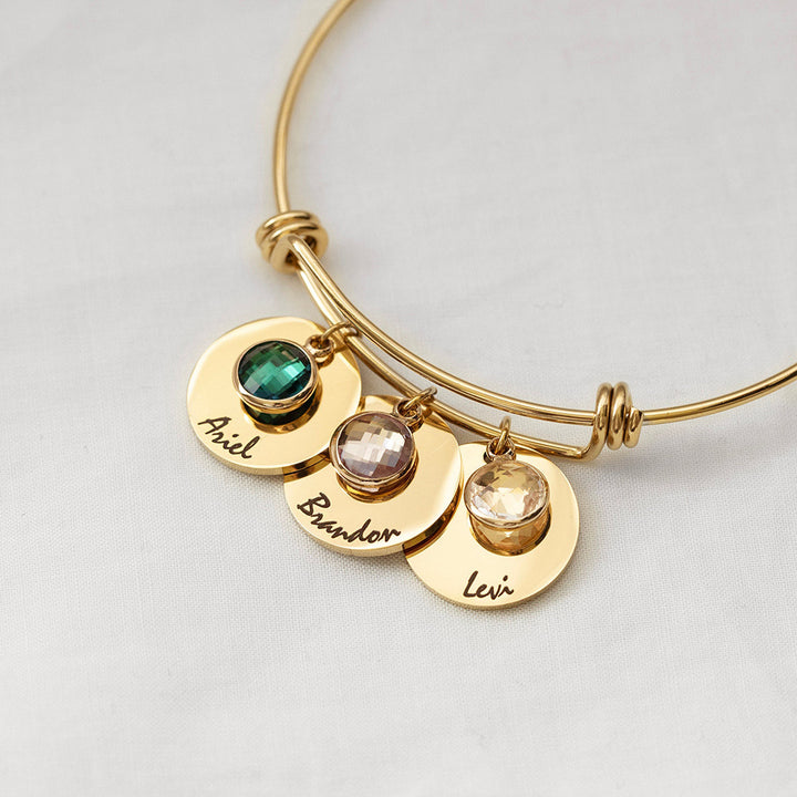 Olivenorma Personalized Disc Retractable Engraved Birthstone Bracelet - image 3