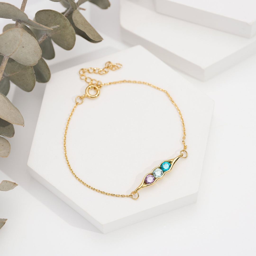 Olivenorma Aquamarine White Zircon Amethyst Pea Clip Bracelet - image 3