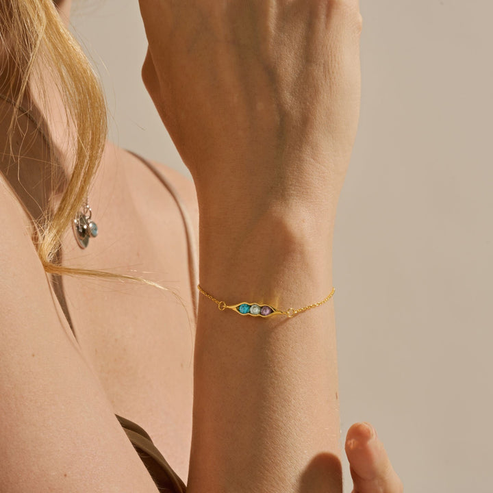 Olivenorma Aquamarine White Zircon Amethyst Pea Clip Bracelet - image 1