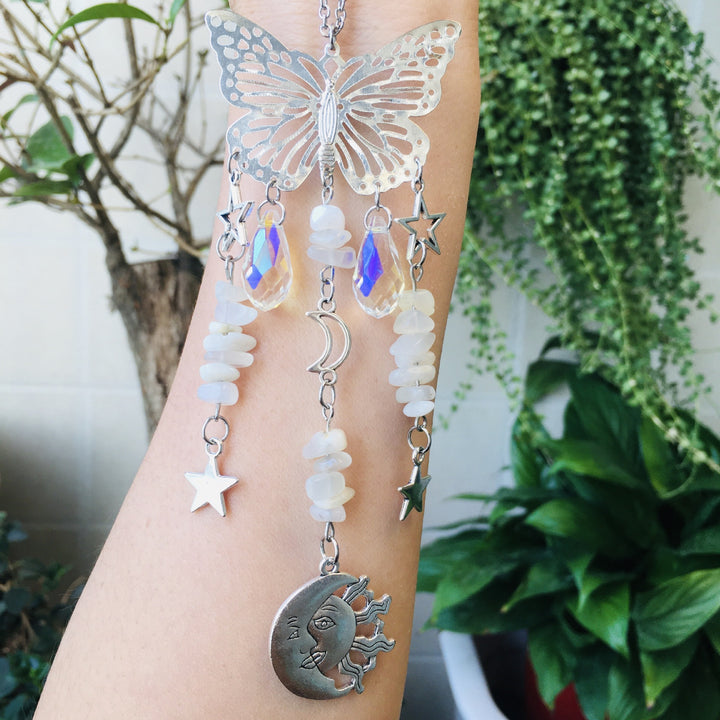 Olivenorma Suncatcher Butterfly Style Sun Moon Wind Chime - Moonstone - image 17