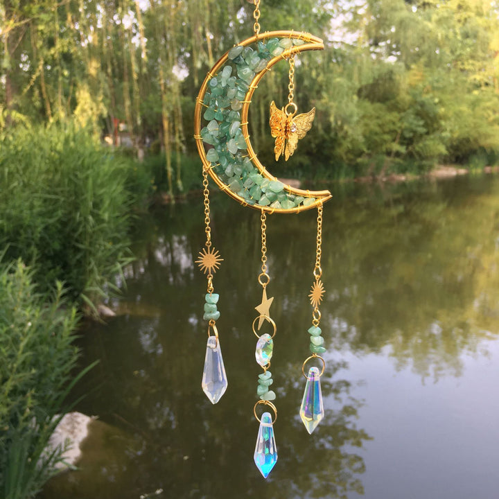 Olivenorma Natural Crystal Gravel Moon Butterfly Wind Chime - image 16