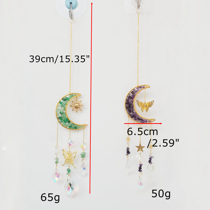 Olivenorma Natural Crystal Gravel Moon Butterfly Wind Chime - image 27