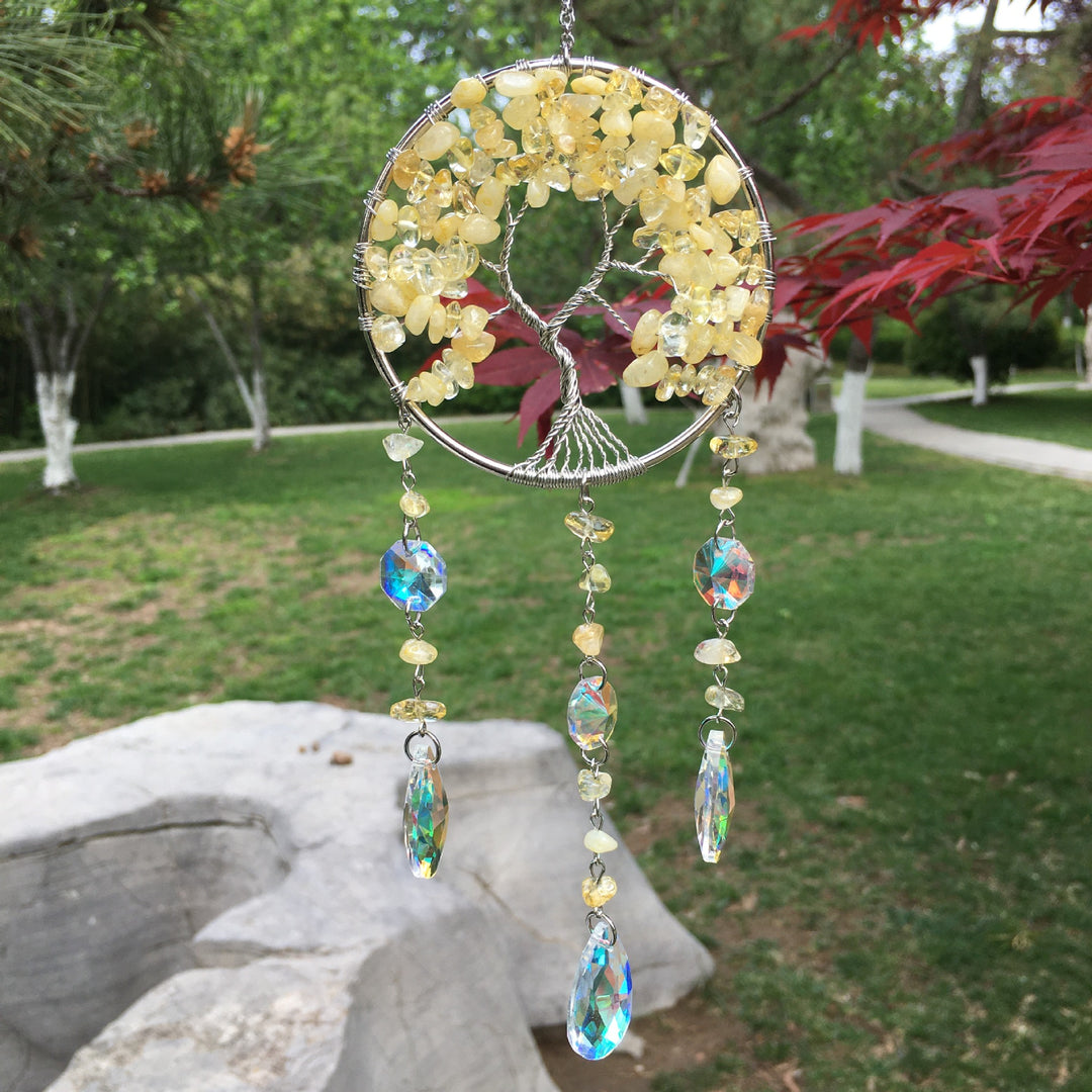 Olivenorma Winding Natural Crystal Gravel Tree Of Life Wind Chime - Citrine - image 4