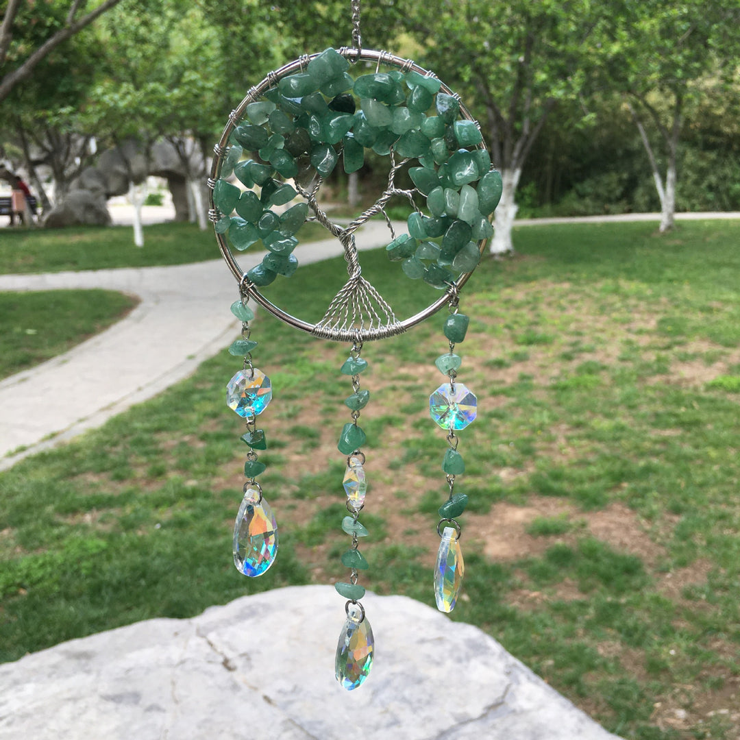 Olivenorma Winding Natural Crystal Gravel Tree Of Life Wind Chime - Green Aventurine - image 8