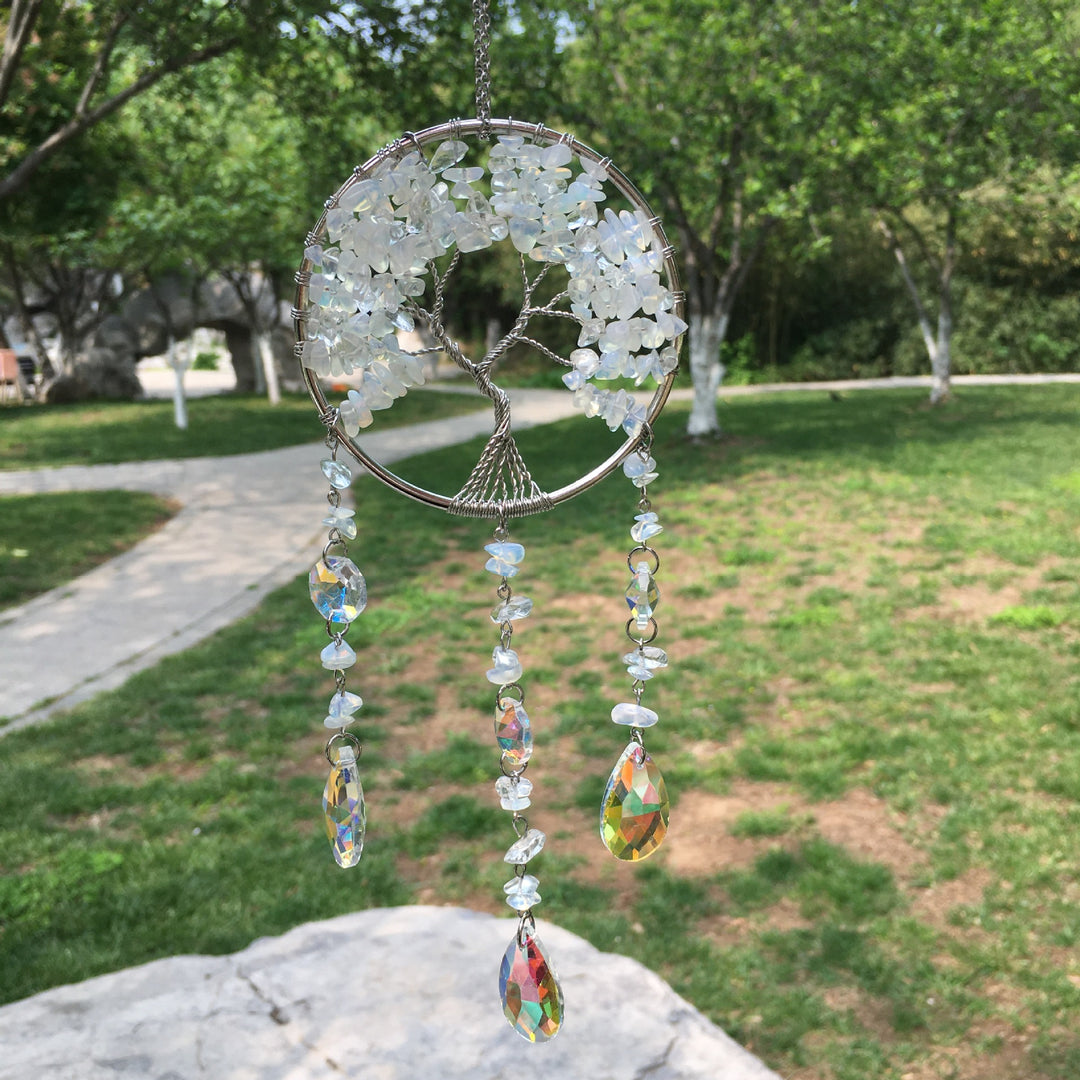 Olivenorma Winding Natural Crystal Gravel Tree Of Life Wind Chime - Opalite - image 10