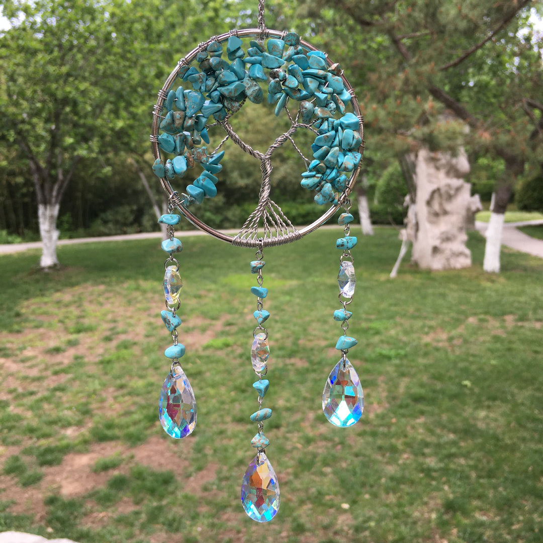 Olivenorma Winding Natural Crystal Gravel Tree Of Life Wind Chime - Turquoise - image 12