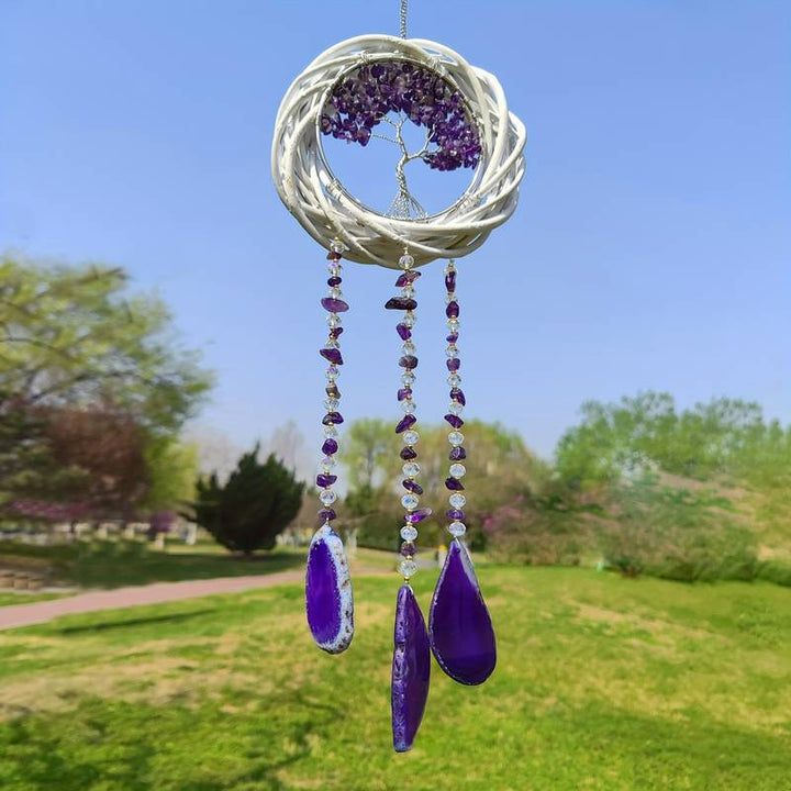 Olivenorma Tree Of Life Crystal Agate Wind Chime - Amethyst&Purple Agate - image 0