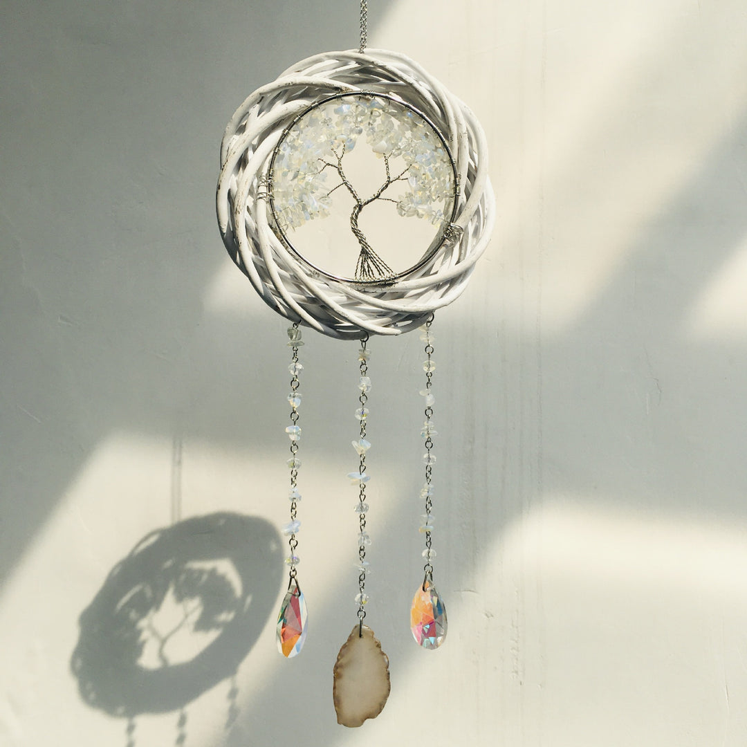 Olivenorma Tree Of Life Crystal Agate Wind Chime - Opalite&White Agate - image 14
