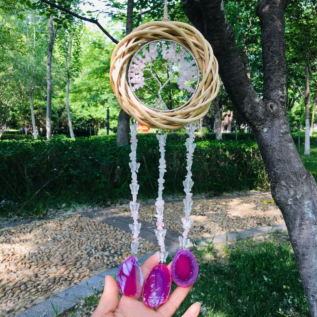 Olivenorma Tree Of Life Crystal Agate Wind Chime - Rose Quartz&Purple Agate - image 21