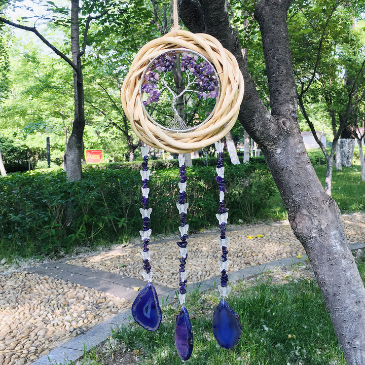 Olivenorma Tree Of Life Crystal Agate Wind Chime - Amethyst&Purple Agate with Butterfly - image 43