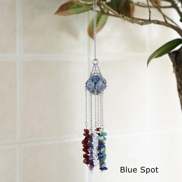 Olivenorma Hand-Woven Natural Crystal Hanging Pendan Wind Chime - Blue Spot Jasper - image 7