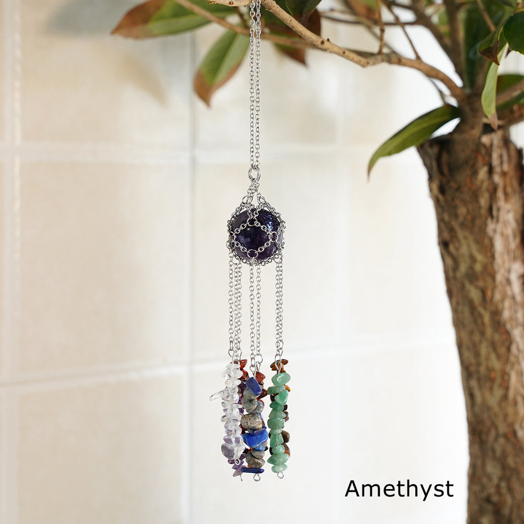 Olivenorma Hand-Woven Natural Crystal Hanging Pendan Wind Chime - Amethyst - image 10