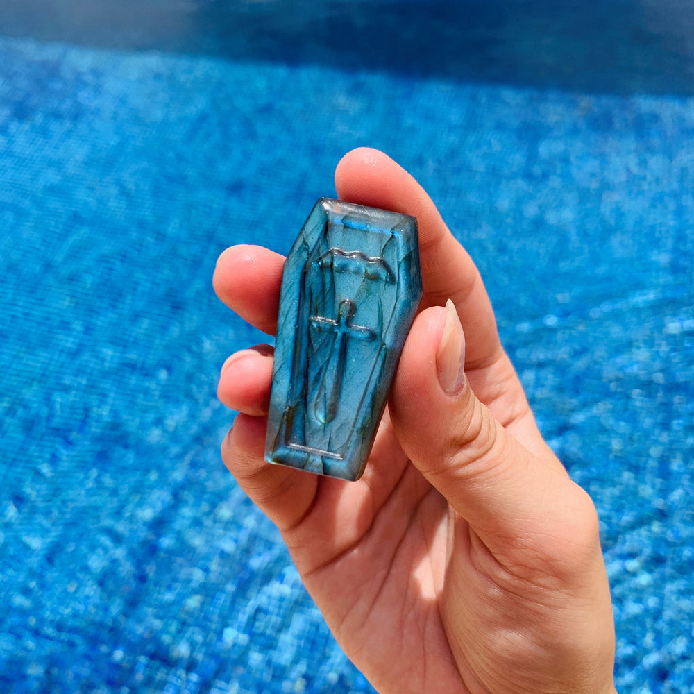 Olivenorma  Labradorite Crystal Coffin Healing Halloween Gemstone Decoration - image 1