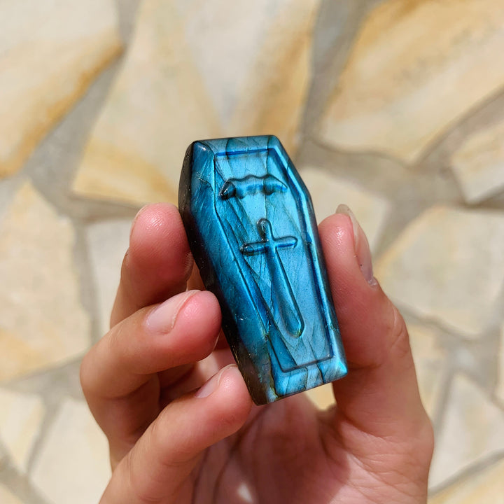 Olivenorma  Labradorite Crystal Coffin Healing Halloween Gemstone Decoration - image 2