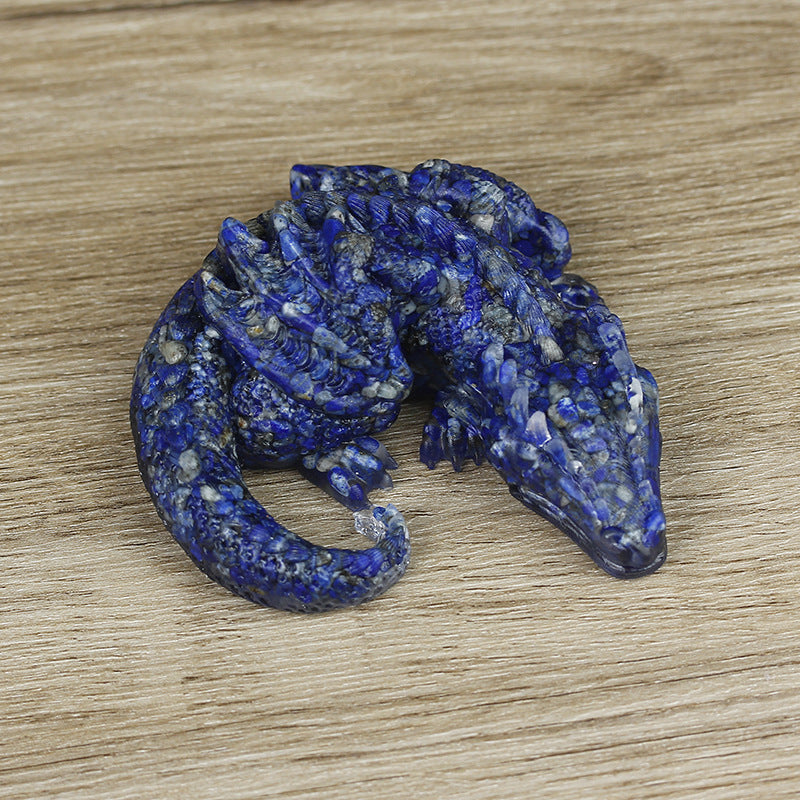Olivenorma Natural Crystal Gravel Resin Glue Dragon Gemstone Decoration - Lapis Lazuli - image 1