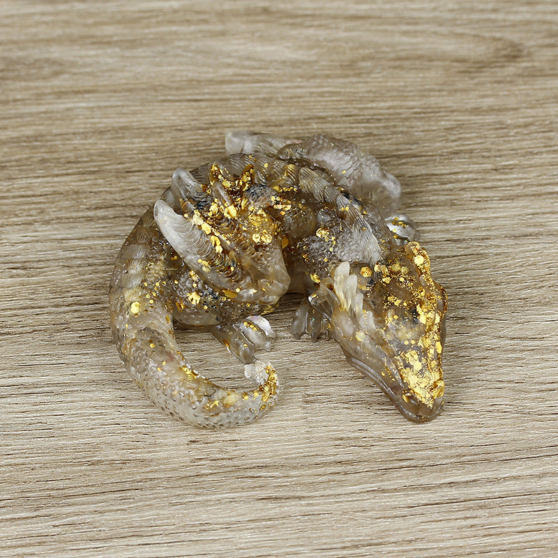 Olivenorma Natural Crystal Gravel Resin Glue Dragon Gemstone Decoration - Gold Rutilated quartz - image 11