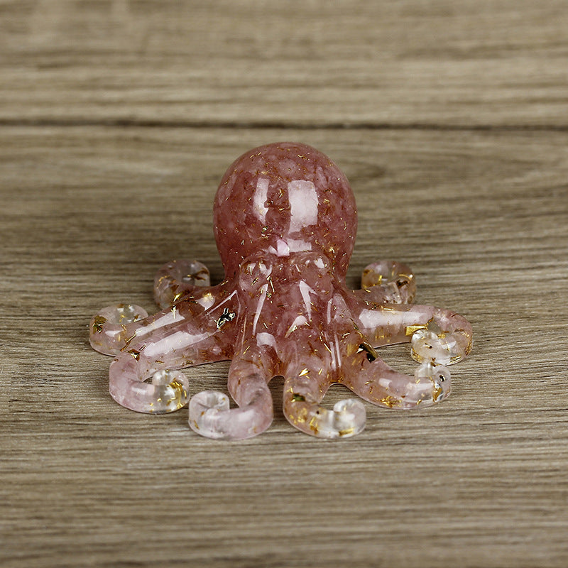 Olivenorma Deep Sea Wisdom Crystal Octopus Gemstone Decoration - Strawberry Quartz - With Card - image 13