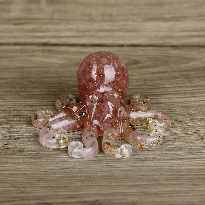 Olivenorma Deep Sea Wisdom Crystal Octopus Gemstone Decoration - Strawberry Quartz - With Card - image 13
