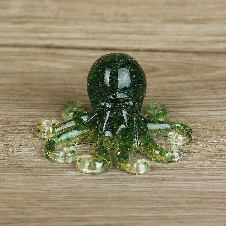 Olivenorma Deep Sea Wisdom Crystal Octopus Gemstone Decoration - Green Meteorites - With Card - image 15