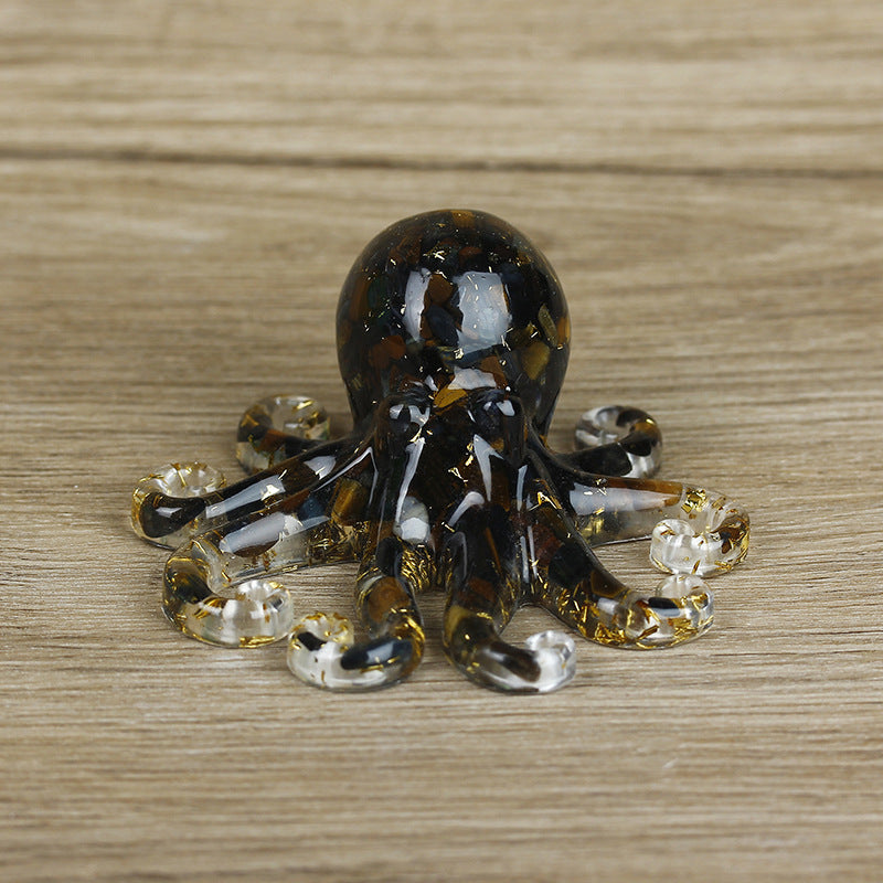 Olivenorma Deep Sea Wisdom Crystal Octopus Gemstone Decoration - Blue Tiger Eye - With Card - image 17