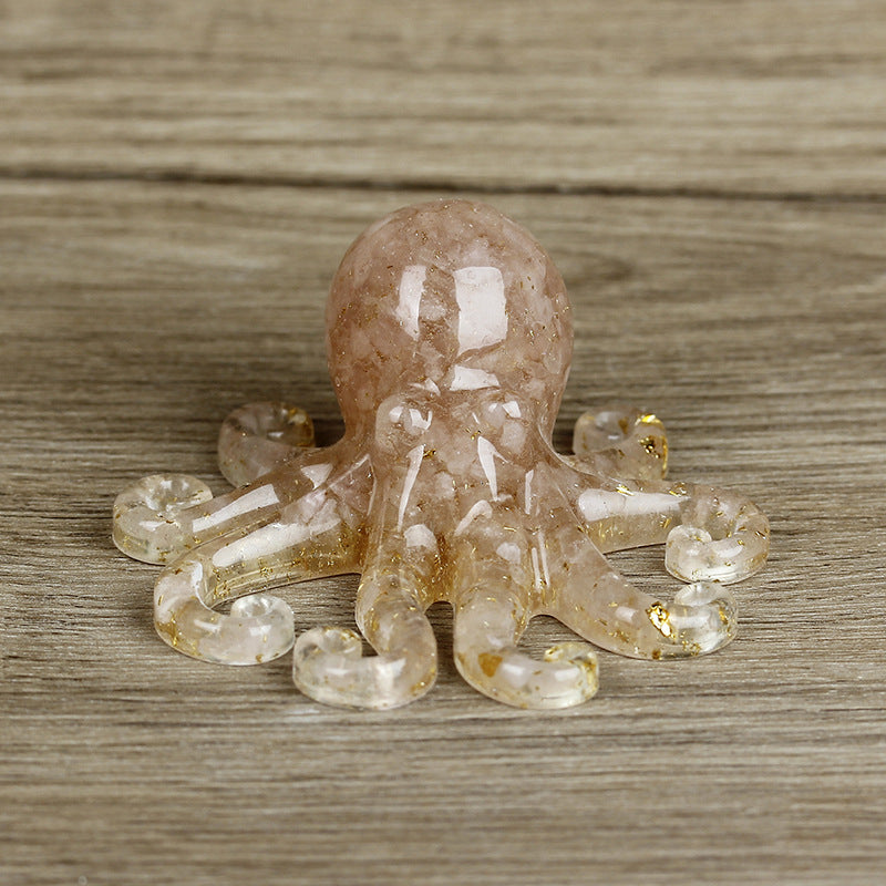 Olivenorma Deep Sea Wisdom Crystal Octopus Gemstone Decoration - Rose Quartz - With Card - image 18