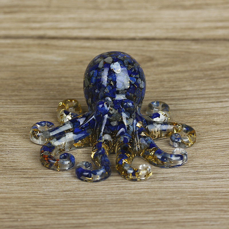 Olivenorma Deep Sea Wisdom Crystal Octopus Gemstone Decoration - Lapis Lazuli - With Card - image 5