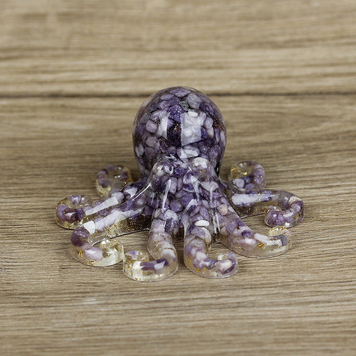 Olivenorma Deep Sea Wisdom Crystal Octopus Gemstone Decoration - Charoite - With Card - image 28