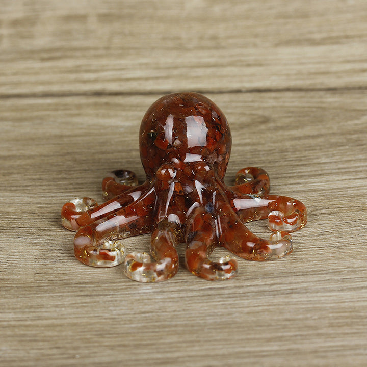 Olivenorma Deep Sea Wisdom Crystal Octopus Gemstone Decoration - Red Agate - With Card - image 34