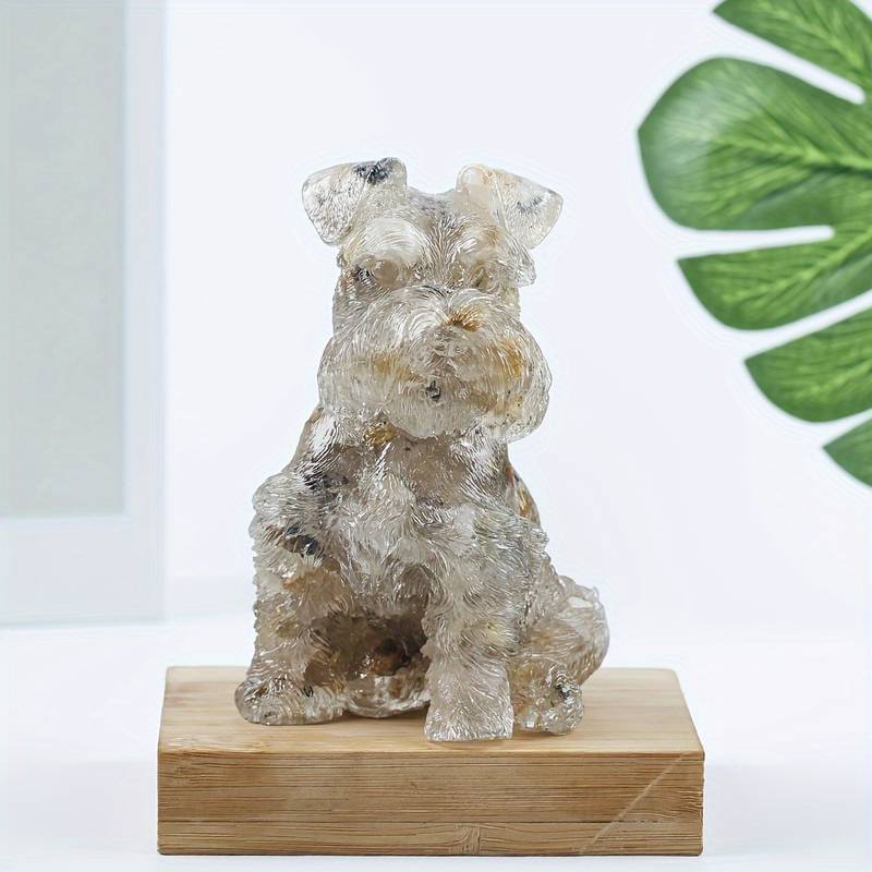 Olivenorma Crystal Resin Schnauzer Dog Ornament Gemstone Decoration - Gold Rutilated Quartz - image 6