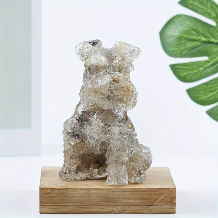 Olivenorma Crystal Resin Schnauzer Dog Ornament Gemstone Decoration - Gold Rutilated Quartz - image 6