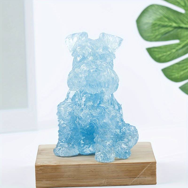 Olivenorma Crystal Resin Schnauzer Dog Ornament Gemstone Decoration - Aquamarine - image 3
