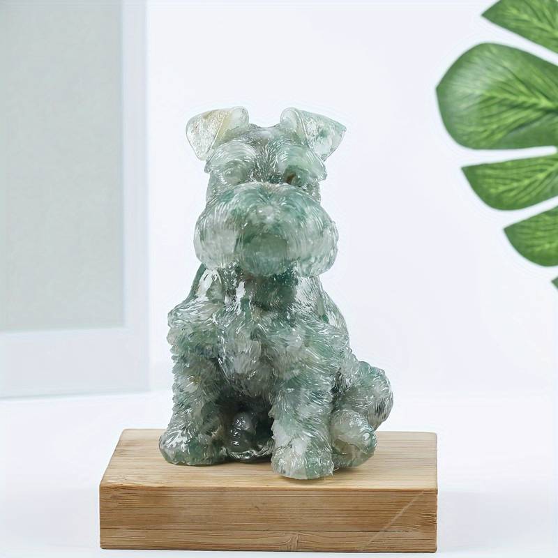 Olivenorma Crystal Resin Schnauzer Dog Ornament Gemstone Decoration - Green Aventurine - image 15