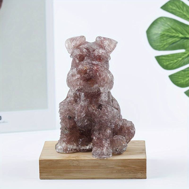 Olivenorma Crystal Resin Schnauzer Dog Ornament Gemstone Decoration - Strawberry Quartz - image 12