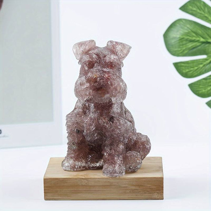 Olivenorma Crystal Resin Schnauzer Dog Ornament Gemstone Decoration - Strawberry Quartz - image 12