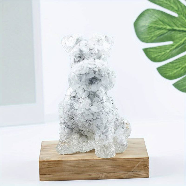 Olivenorma Crystal Resin Schnauzer Dog Ornament Gemstone Decoration - White Turquoise - image 36