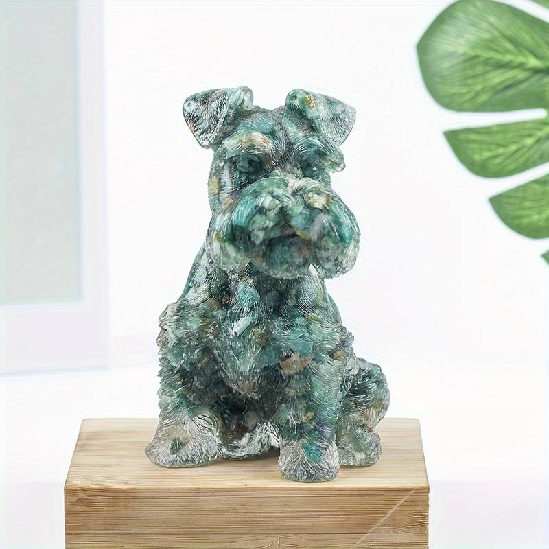 Olivenorma Crystal Resin Schnauzer Dog Ornament Gemstone Decoration - African Turquoise - image 30