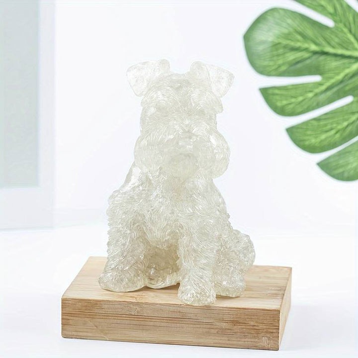 Olivenorma Crystal Resin Schnauzer Dog Ornament Gemstone Decoration - Clear Crystal - image 23