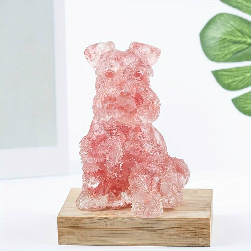 Olivenorma Crystal Resin Schnauzer Dog Ornament Gemstone Decoration - Red Smelting Quartz - image 18