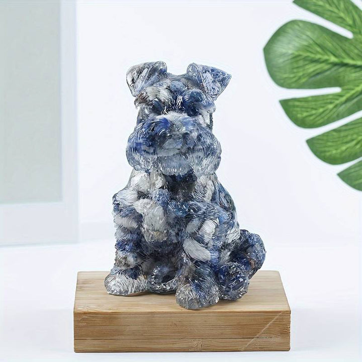 Olivenorma Crystal Resin Schnauzer Dog Ornament Gemstone Decoration - Sodalite - image 33