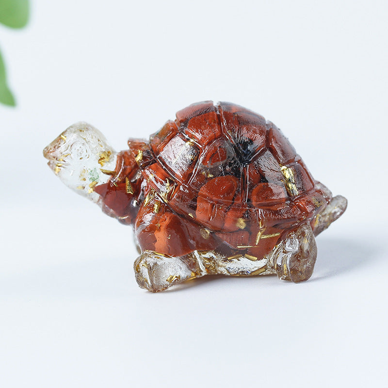 Olivenorma Golden Journey Gem Turtle Figurine Gemstone Decoration - Red Jasper - With Card - image 5