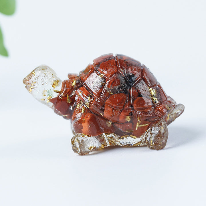 Olivenorma Golden Journey Gem Turtle Figurine Gemstone Decoration - Red Jasper - With Card - image 5