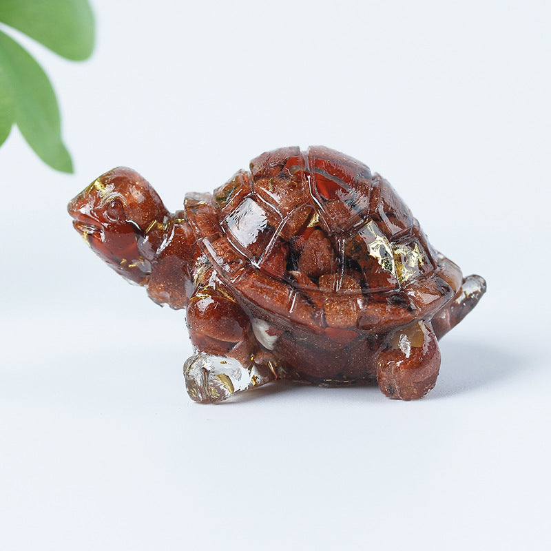 Olivenorma Golden Journey Gem Turtle Figurine Gemstone Decoration - Sandstone - With Card - image 7