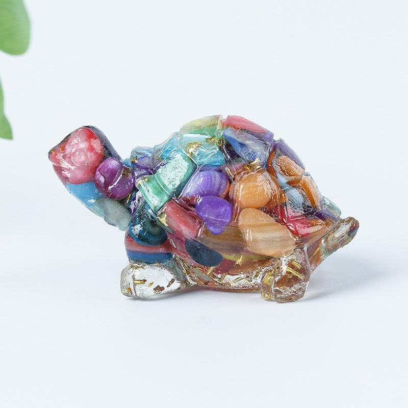 Olivenorma Crystal Gravel Glue Little Turtle Gemstone Decoration - Colorful Shells&Gold Leaf - image 13