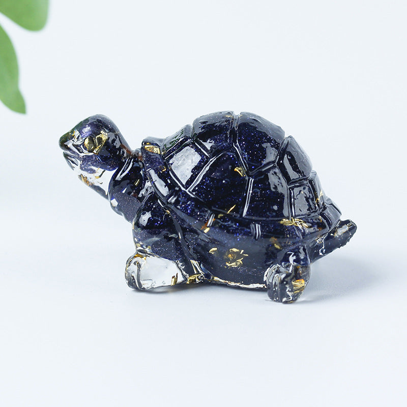 Olivenorma Golden Journey Gem Turtle Figurine Gemstone Decoration - Blue Sandstone - With Card - image 16